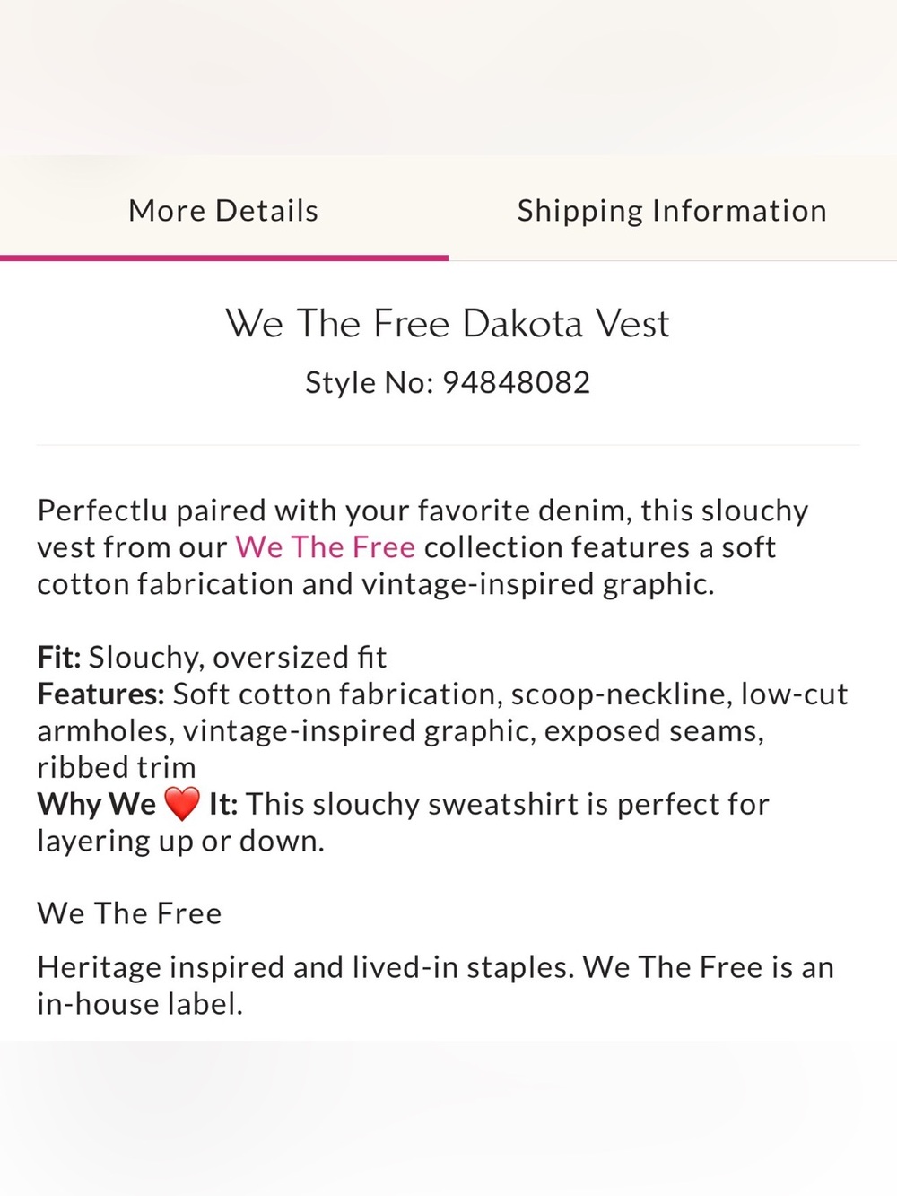 We The Free Dakota Vest Size Medium - Picture 6 of 10
